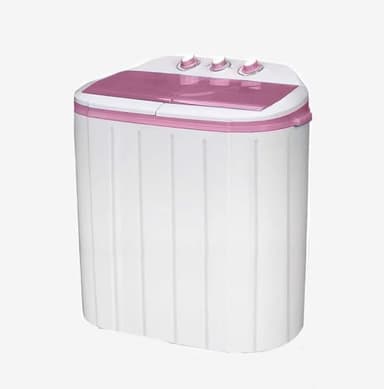 Portable Twin Tub Washing Machine and Dryer 5 KG (3 KG Wash 2 KG Dryer) Electric Mini Washer RV Travel Camping Spin Cycle Dryer Combo Pink/White New