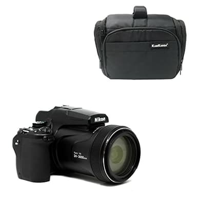 KamKorda Camera Bag + P1000 4K Digital Compact Camera with 24-3000mm Lens, 16MP BSI CMOS Sensor, 125x Optical Zoom Lens, ISO 100-6400 – 2 Year Warranty