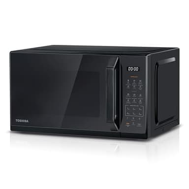 TOSHIBA Black Mirror Microwave 20Liter 800W Digital Solo Small Microwave With 11 Power Levels, One touch Express Cook with 6 Auto Menus, Defrost, Digital Display, Perfect for 9''pizza, MW3-EM20PF(MB)