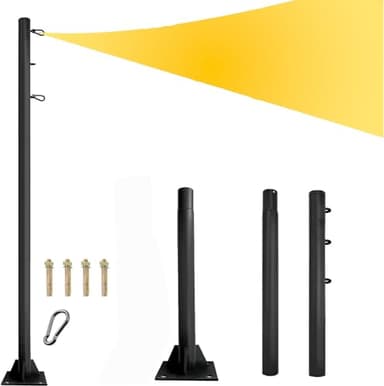 dxbsuksb Sun Shade Sail Poles - 9Ft Outdoor Sunshade Sail Post Support Awning Canopy Heavy Duty Metal Pole Kit for Patio Garden Deck Outdoor Sunshade Sail Post (2'' Diameter)