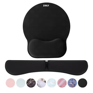 Zibly Keyboard Wrist Rest and Mouse mat Wrist Support, Comfortable Memory Foam Mouse pad Wrist Support Cushion with Anti-Slip Grip for Office Computer Laptop Working Gaming (Black Combo)
