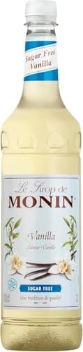 Monin Premium Vanilla Sugar Free Syrup 1L For Coffee And Cocktails. Vegan-Friendly, Allergen-Free, 100 Percent Natural Flavours And Colourings. Sugar-Free Vanilla Coffee Syrup