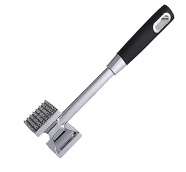 Royal Cuisine Stainless Steel Meat Tenderizer Hammer Double Sided Steak Mallet Tool for Beef Chicken & Veal Heavy Duty Meat Pounder with Comfortable Non Slip Handle & Sturdy Grip