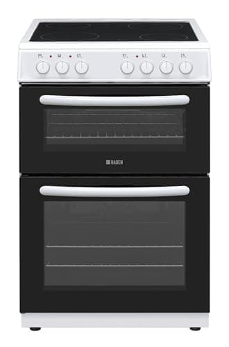 Haden 60cm Electric Cooker, Double Oven with Ceramic Hob, HE65DOMW, 69L Main Oven, 39L Top Oven, White