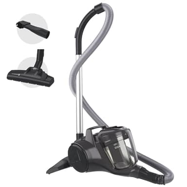 Hoover HP1 Powerful Cylinder Vacuum Cleaner - Bagless, Small, Lightweight, Corded with Washable EPA Filter, Large 2L Bin Capacity, Onboard Accessories, 7.5m Working Radius, 700w [HP105HM]