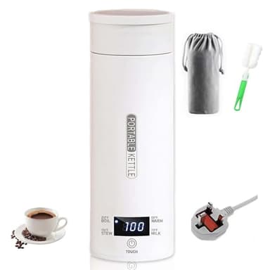 500ML Portable Travel Kettle - Mini Travel Electric Kettle with 4-Temperature Control, Fast Boil, Auto Shut-Off, for Tea Coffee Baby Milk, Ideal for Camping Office, 316 Stainless Steel, UK Plug