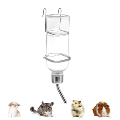 Guinea Pig Water Bottle, Small Pet Drinking Fountain for Rabbits and Hamsters, 350 ml Capacity with Secure Mounting Hook, Rabbit Water Bottle for Multi-Pet Households and Travel Setups