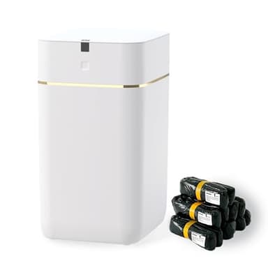 Airdeer Grehge tomatic Trash Can, 4 Gallon Self Sealing and Self-Changing Smart Trash Can, Motion Sensor, Touchless Garbage can with lid for Kitchen Bathroom Office, 6 Refill Bag Rings(Golden line)