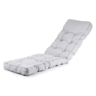 Alfresia Sun Lounger Replacement Cushion – Garden Sun Lounger Cushion, Classic Style, Tightly Packed Crumb Foam Filling, Use Chairs and Outdoor Furniture (Grey)
