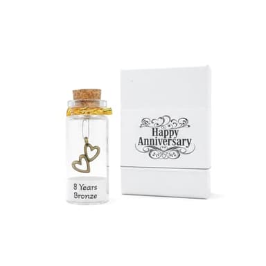 8th Anniversary Bronze Keepsake – Handmade Antique Bronze Miniature Gift for Husband, Wife or Couple – Traditional 8 Year Wedding Anniversary Token