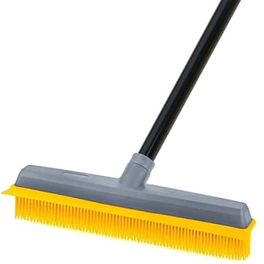 Rubber Floor Brushes, Artificial Grass Cleaner Brush with 150 CM Long Handle,Indoor Broom with Squeegee Edge for Carpet Pet Hair Sweeping,Push Broom for Hardwood Vinyl Yard outdoor Floor Cleaning