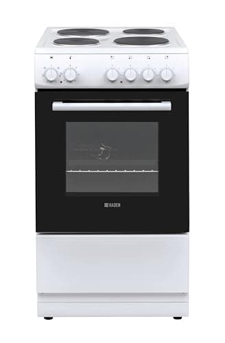 Haden HES50W Electric Cooker – Freestanding 52 Litre Cooker with 4 Solid Plate Rings - Single Cavity Oven - 50cm, White