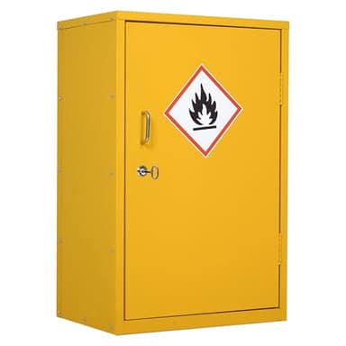 DFENG Hazardous Substance Storage Cabinet,Metel COSHH Cupboard,Fire Proof Flammable Yellow Small Cabinets,HSE Safety Cabinet for Workplace Use (710(H) x 460(W) x 310(D) mm)