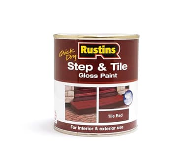 RUSTINS Quick Dry Step and Tile Paint, Red, 500 ml – Hard-Wearing Floor Coating for Concrete, Stone & Brick – Durable, Slip-Resistant Finish for Indoor & Outdoor Use – Available in Red & Black