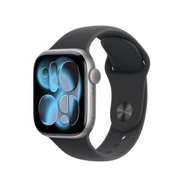 Apple Watch Series 11 GPS 42mm Smartwatch with Space Grey Aluminium Case with Black Sport Band M/L. Sleep Score, Fitness Tracker, Health Monitoring, Always-On Display, Water Resistant