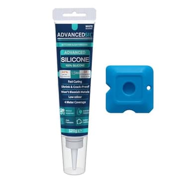 Silicone Sealant – Kitchen & Bathroom Silicone Sealant with Finishing Tool for a Smooth & Professional Finish | Waterproof & Anti-Mould Protection - 120g (WHITE, 120g)