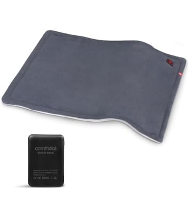 comfheat Rechargeable Heating Pad with Battery, Weighted Cordless Heat Pad Rechargeable for Travel, 3 Heat Settings, Pain Relief for Back, Shoulder, Abdomen, 11" x 17"