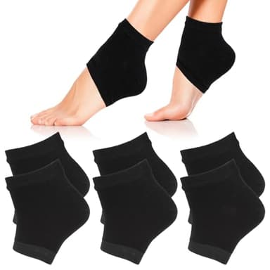 Sibba 3 Pairs Moisturizing Heel Socks Ventilate Gel Heel Open Toe Socks Soft Silicone Socks for Dry Hard Cracked Skin Breathable Reusable SPA Foot Protector Day Night Care Skin Black