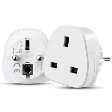 2pack Jsdoin EU Travel Adapter, 13A UK to European Plug Adapter, Europe Converter Type C, E, F for Spain, Italy, Portugal, Germany, Netherlands, Greece, Poland, Turkey and More（2pack)