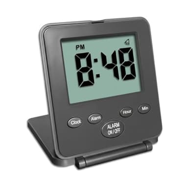 Digital Travel Alarm Clock - No Bells, No Whistles, Simple, Silent, Battery Operated, Alarm, Snooze, Small and Light, Folding, ON/OFF Switch, USA Top Selling for 2+ Years! Black