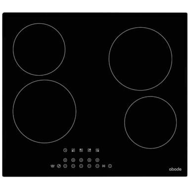 Abode Electric Hob 59cm Ceramic Cooktop with 4 Cooking Zones, 9 Power Levels, Touch Control & Easy Clean, Safety Cut Off, Timer & LED Display, Child Lock & Keep Warm Features A60EH301B