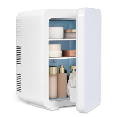 eklipt Mini Fridge for Bedrooms 10L/12 Cans with AC/DC Powered, Small Skincare Portable Beauty Fridge with System Cooler and Warmer for Cosmetic, Office or Car, White