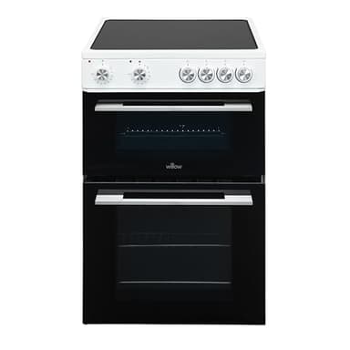 Willow WT60CCW 60cm Electric Cooker with Ceramic Hob, Twin Cavity, 31L Electric Grill, Freestanding - White