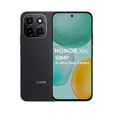 HONOR X6c Unlocked Smartphone, 6.61" 120Hz Eye Comfort Display, 6GB RAM 128GB Storage, 5300mAh Long-Lasting Battery, 50MP AI Camera, Drop & Water Resistant, Android 15 Mobile Phone, Midnight Black