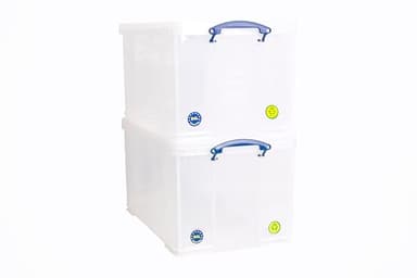 Really Useful Box Plastic Storage 84 Litre Clear (Pack Of 2)
