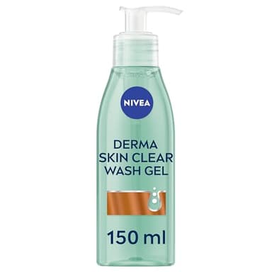 NIVEA Derma Skin Clear Wash Gel (150ml), Deep Cleansing Face Cleanser Gel, Salicylic Acid Face Wash Enriched with Niacinamide to Cleanse Pores and Remove Impurities, For Blemish-Prone Skin