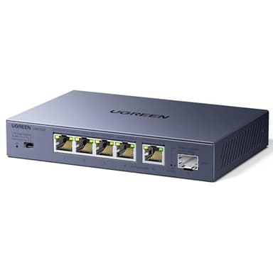 UGREEN 2.5Gbps Network Switch, 5 x 2.5Gbps Base-T& 1 x 10Gbps SFP+ Slot Ethernet Splitter, 6 Port Metal Case Ethernet Switch Hub,Desktop & Wall-Mounting,Plug & Play for TV/Laptop/Switch/Router/Camera