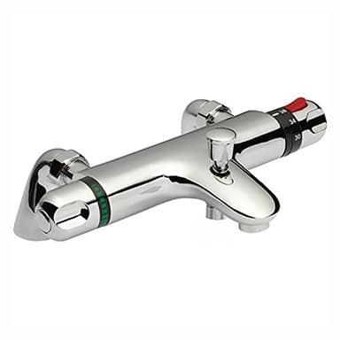 ENKI, Luna, BBT0065, Chrome, Thermostatic Bath Shower Mixer Valve, Deck Mounted, Solid Brass, Anti-Scald Device, Easy to Install Replacement Bath Shower Valve, 1-Year Guarantee