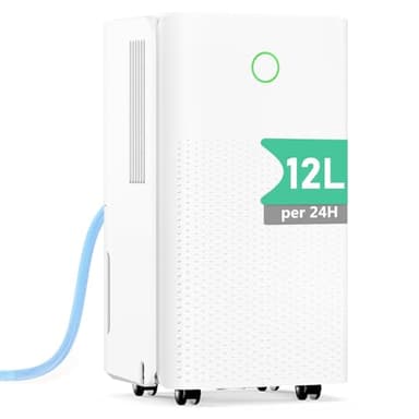 Dehumidifiers for Home, Dehumidifier 12L/Day Quiet Portable Dehumidifier for Bedroom Bathroom with 3 Modes, 24H Timer, 2200ML Tank, Continuous Drainage, Humidity Control, Auto Defrost (Version U)