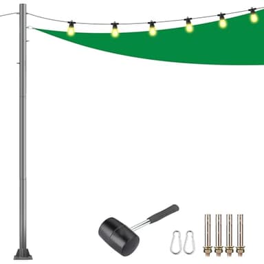 BRILLIHOOD 9ft Sunshade Sail Pole, 3" Diameter Shade Cloth Post, Heavy Duty Outdoor Metal Pole Kit for Sun Shade Sail, Canopy, Patio, Backyard, Deck, Concrete, 1-Pack