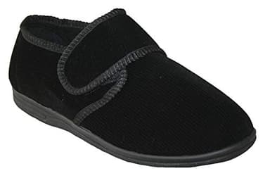 footloose.shoes Diabetic Orthopedic Men's Easy Close Wide-Fitting Touch Close Bar-strap Shoe Slippers Sizes 6-14 (Black Zac, UK Footwear Size System, Adult, Men, Numeric, Wide, 10)