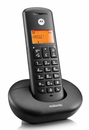 Motorola E201 Cordless Landline House Phone, Home Phone, Nuisance Call Blocking, Do Not Disturb Button, Amber Backlit Display,Single Handset Pack