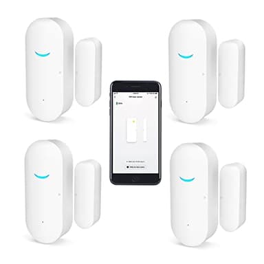 WiFi Door and Window Sensors,Tuya Smart Alarm with Free Notification APP Control Home Security Alarm System, No Hub Required,Compatible with Alexa, Google Home (4-pack)