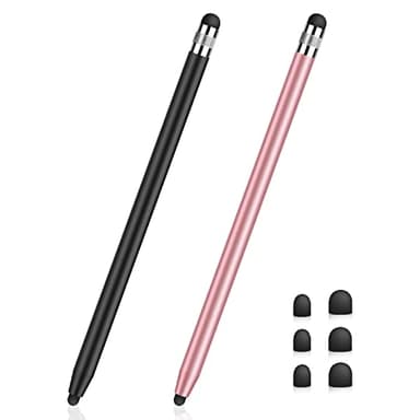MEKO Stylus Pens for Touch Screens, Universal Tablet Pen Capacitive 2 in 1 Stylus for iPhone/iPad/pro/Mini/Air/Samsung/Tablet (Black + Rose Gold)