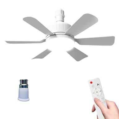 Kouamor 46cm Ceiling Fan Light Bulb Bayonet Fitting, Ceilings Fans with Light & Remote Control, Ceiling Fans Lights Dimmable, E27/B22 Ceilings Lamp with 6 Blade, 3 Speed Timing (B22-white)