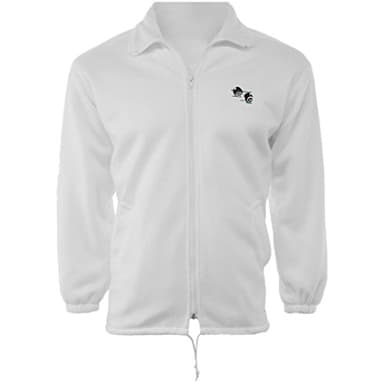 MyShoeStore Unisex Bowling Clothing Waterproof Jacket and Trousers Set with Fleece Lining, Full Zip Pockets, Detachable Hood for Lawn Bowls Club, White, M