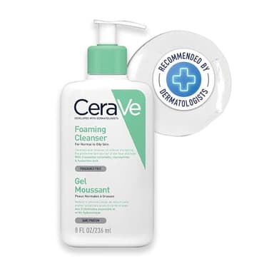 CeraVe Foaming Cleanser Face Wash for Normal to Oily Skin, with Niacinamide & 3 Essential Ceramides, Gentle Fragrance-Free, Non-Comedogenic, Dermatologist Developed Daily Cleanser, 236ml