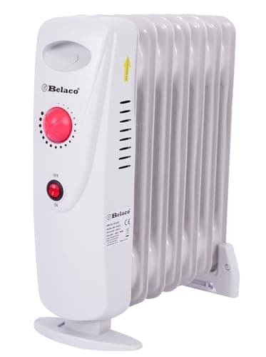 Belaco 800W Mini Oil Filled Radiator, 7 Fin Portable Electric Heater with Adjustable Thermostat, Quiet Energy Efficient Room Heater