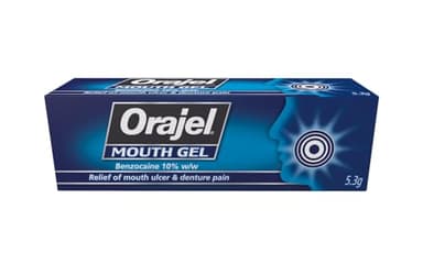Orajel Mouth Gel, Denture and Ulcer Relief, Fast Acting Oral Care Treatment, Benzocaine 10%, 5.3g