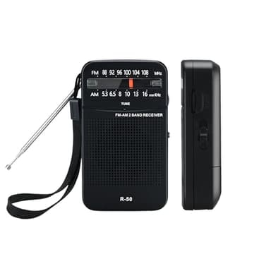 AM/FM Pocket Radio Portable Battery Small Radio, Built-In Loudspeaker Portable Small Radio for Outdoor, Running, Hiking, Travel (Black)