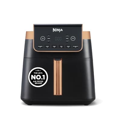 Ninja Air Fryer MAX PRO, 6.2L, Uses No Oil, Large Square Single Drawer, Roast, Bake, Air Fry, Family Size, Non-Stick, Dishwasher Safe Basket & Crisper Plate, Silicone Tongs, Black & Copper, AF180UKCP