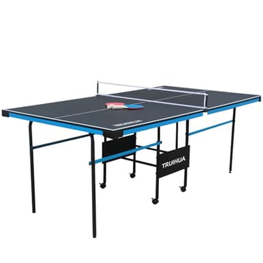 7FT Table Tennis Table Indoor Junior Compact Folding Ping Pong Table Outdoor with Ping Pong Racket and Net 210x117x76CM
