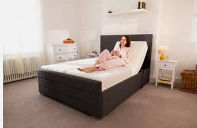 King of Beds Heavy Duty Mobility Electric Restwell Adjustable Bed Set + Memory Foam Mattress (Grey, 4ft Small double)