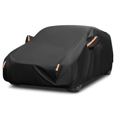 Premium Waterproof Car Cover for Indoor and Outdoor Use with Cotton - All Weather Protection from Rain, Snow, UV, Dust and Hail - Fits Saloon/Hatchback Up to 177"/450cm