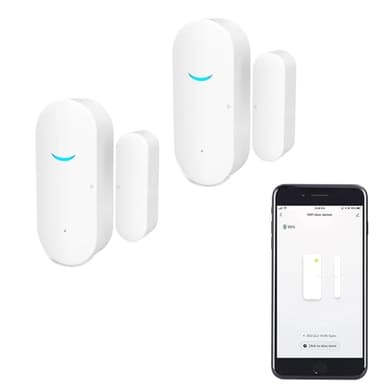 WiFi Door Window Sensor: Smart Window Detector, Tuya Smart Alarm with Free Notification, Smart Home Security System, Compatible with Alexa Google Home (2 Pack)