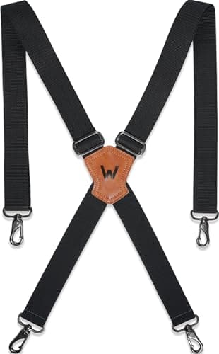 WELKINLAND 1.5-Inch Black Suspenders for Men, Heavy Duty Work Belt Loop With Sturdy Jeans Hooks